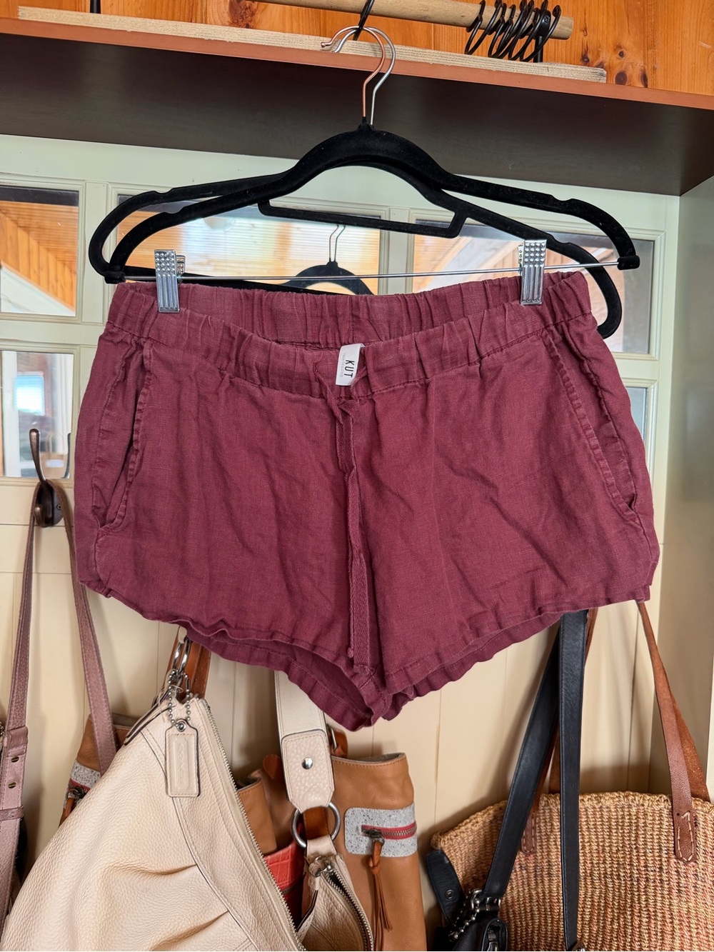Kut from the Kloth Burgundy Drawstring Athletic Shorts
